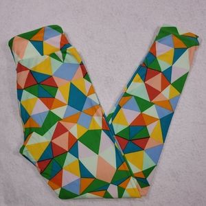 Lularoe OS One Size Leggings Triangles Rainbow Colorful Women's Geometric Art